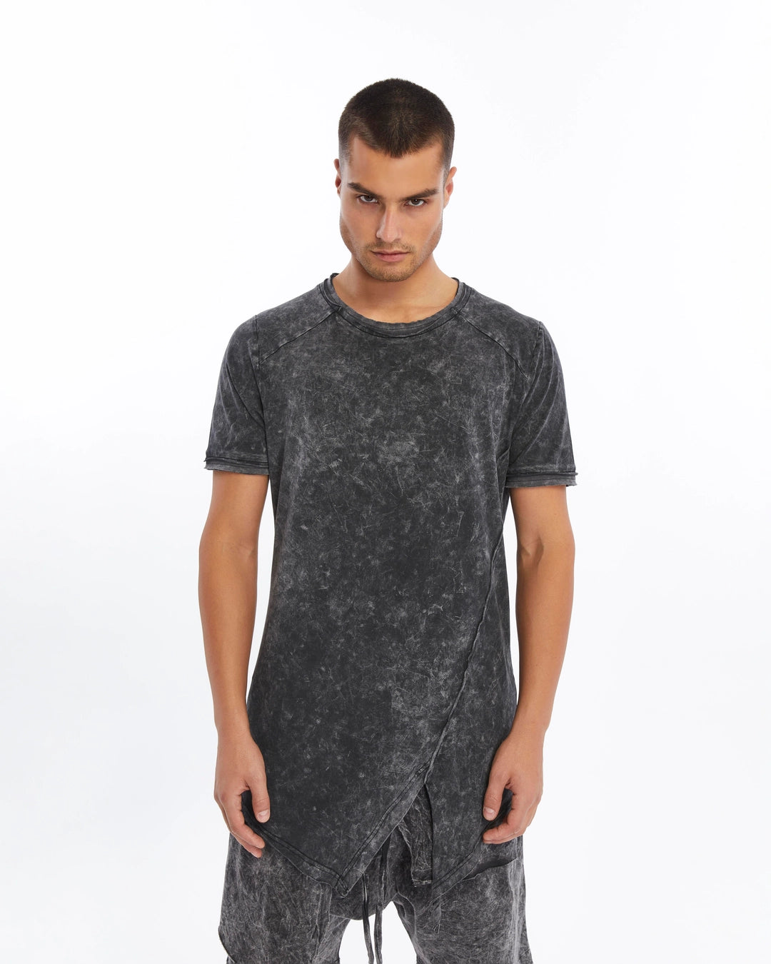 ACID BLACK ASIMETRIC CUT T-SHIRT