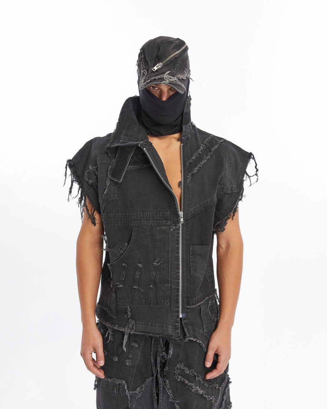 ACID BLACK DIRTY PIECED VEST