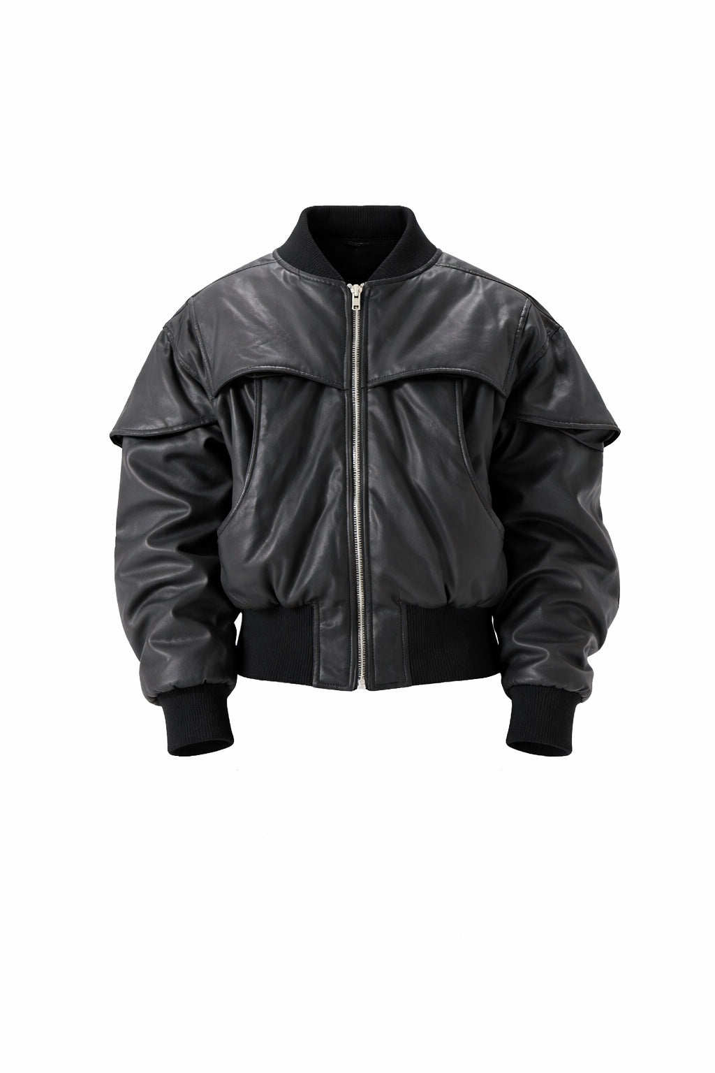 COATED BLACK BOMBER JACKET