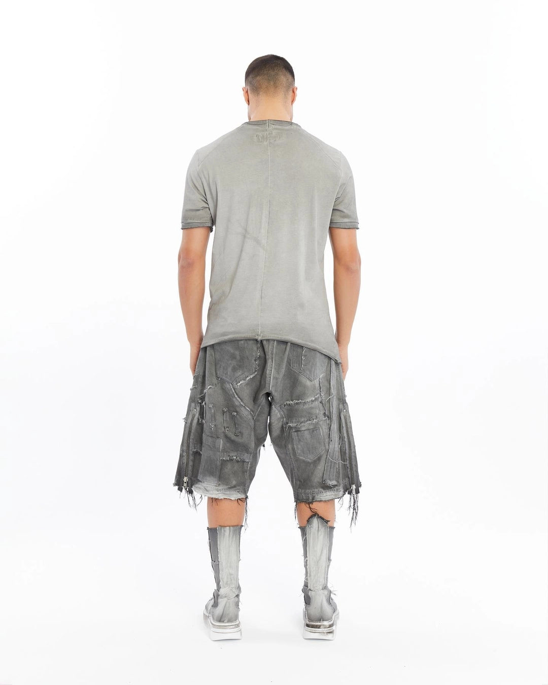 GREY ASIMETRIC CUT T-SHIRT