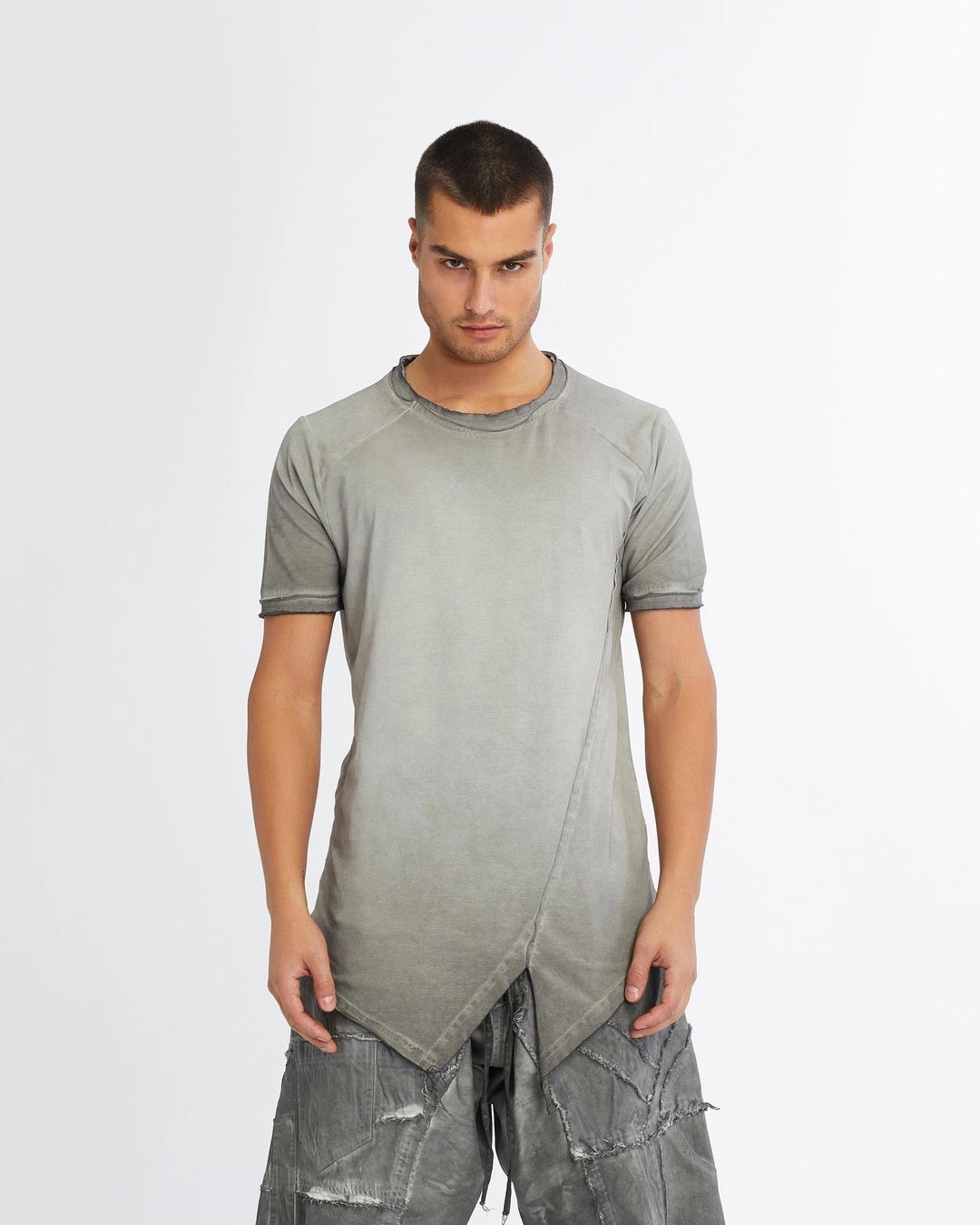 GREY ASIMETRIC CUT T-SHIRT
