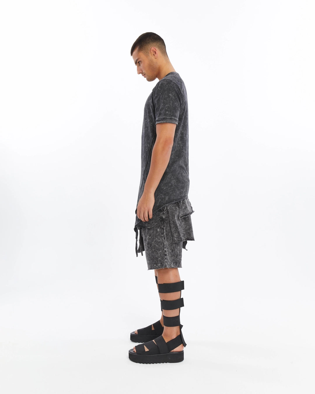 ACID BLACK ASIMETRIC CUT T-SHIRT