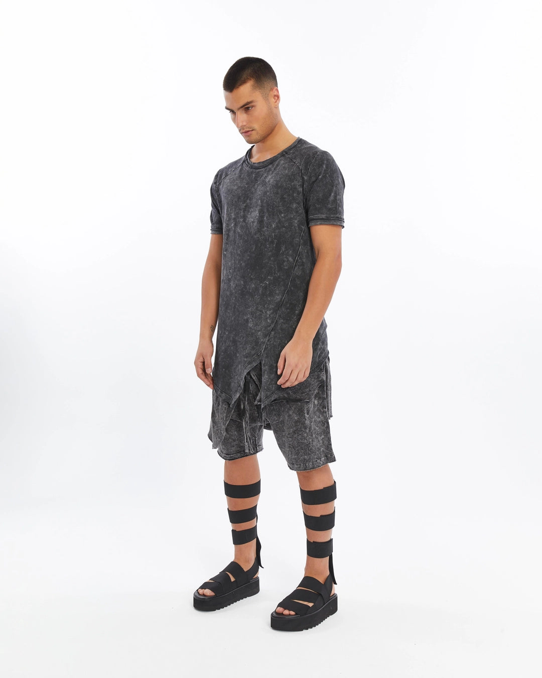ACID BLACK ASIMETRIC CUT T-SHIRT