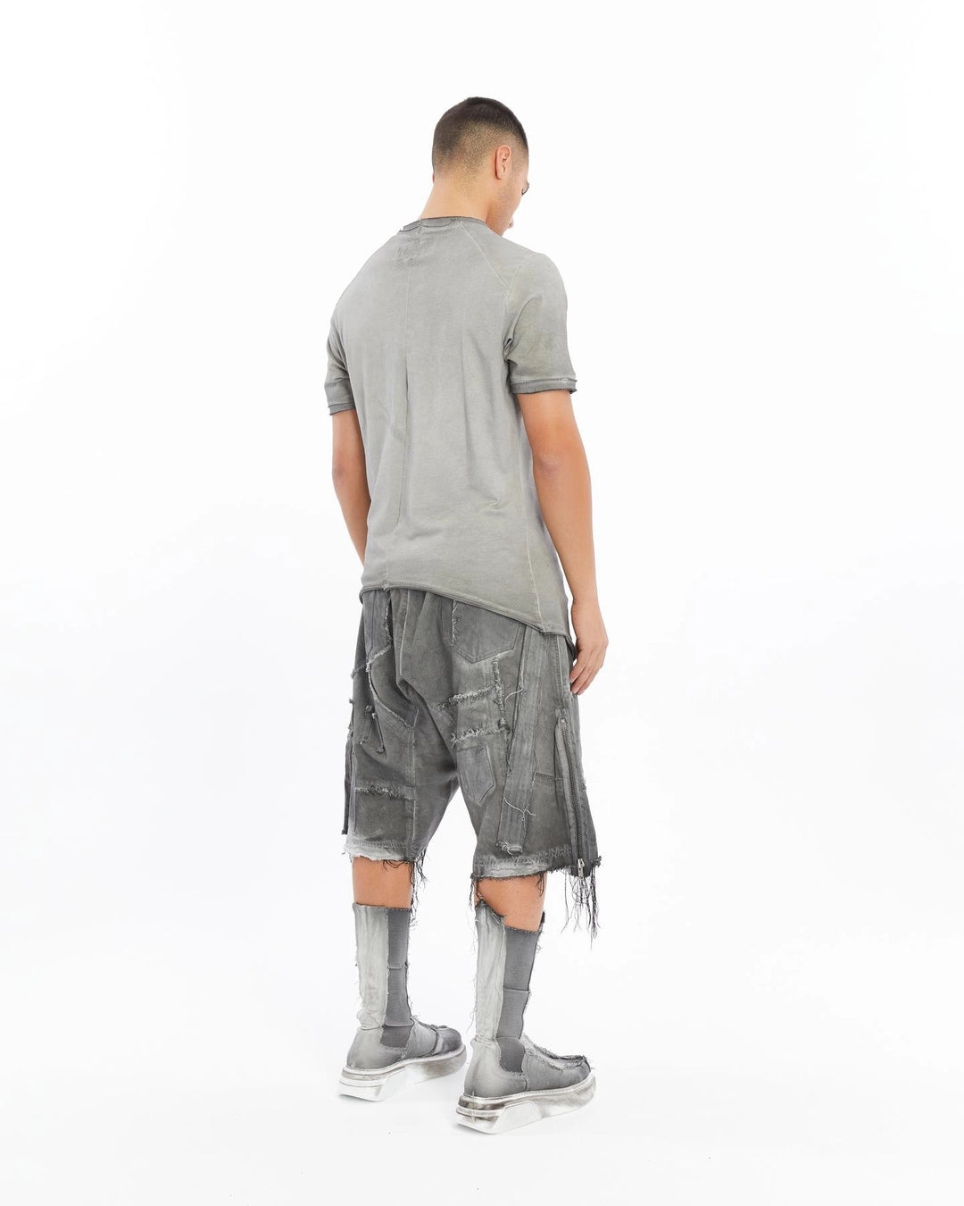 GREY ASIMETRIC CUT T-SHIRT