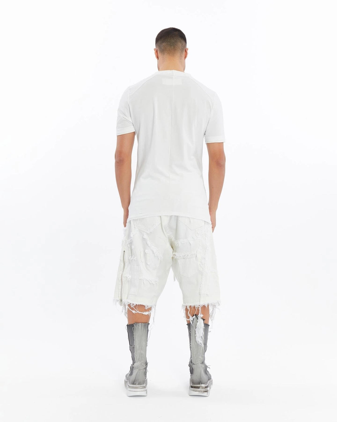 WHITE ASIMETRIC CUT T-SHIRT