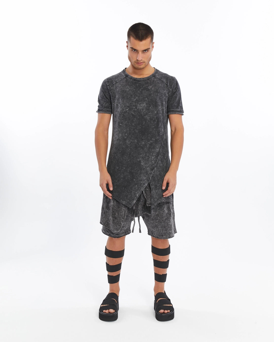 ACID BLACK ASIMETRIC CUT T-SHIRT