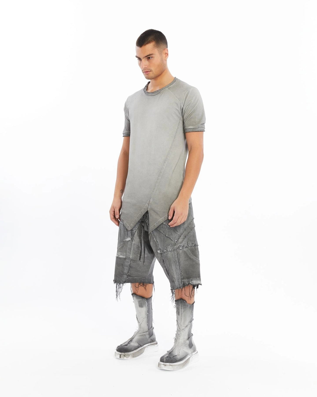 GREY ASIMETRIC CUT T-SHIRT