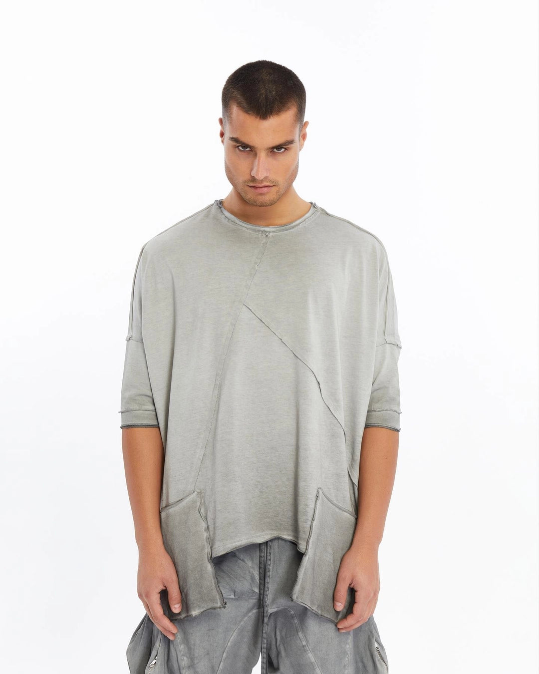 GREY BAT SLEEVE T-SHIRT