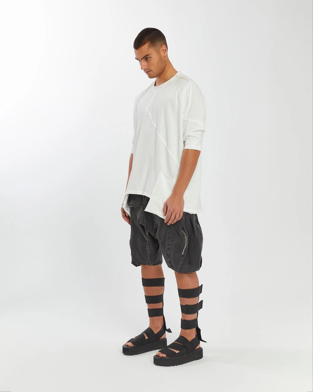 WHITE BAT SLEEVE T-SHIRT