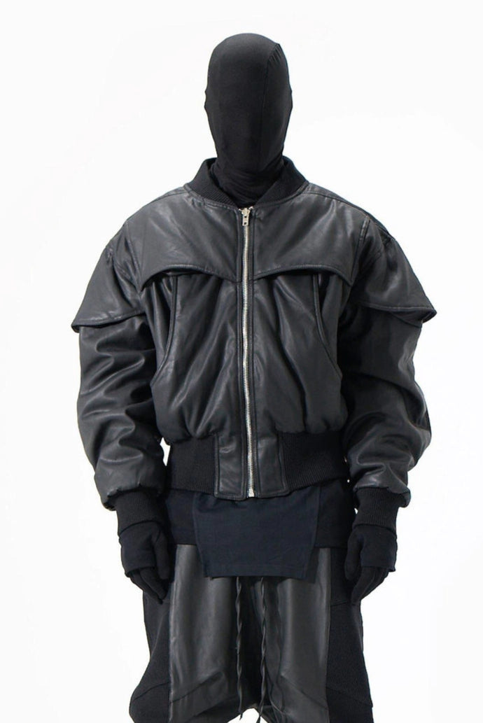 COATED BLACK BOMBER JACKET