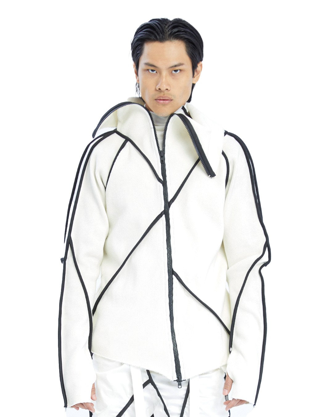 BROKEN LINE ZIP-UP TOP