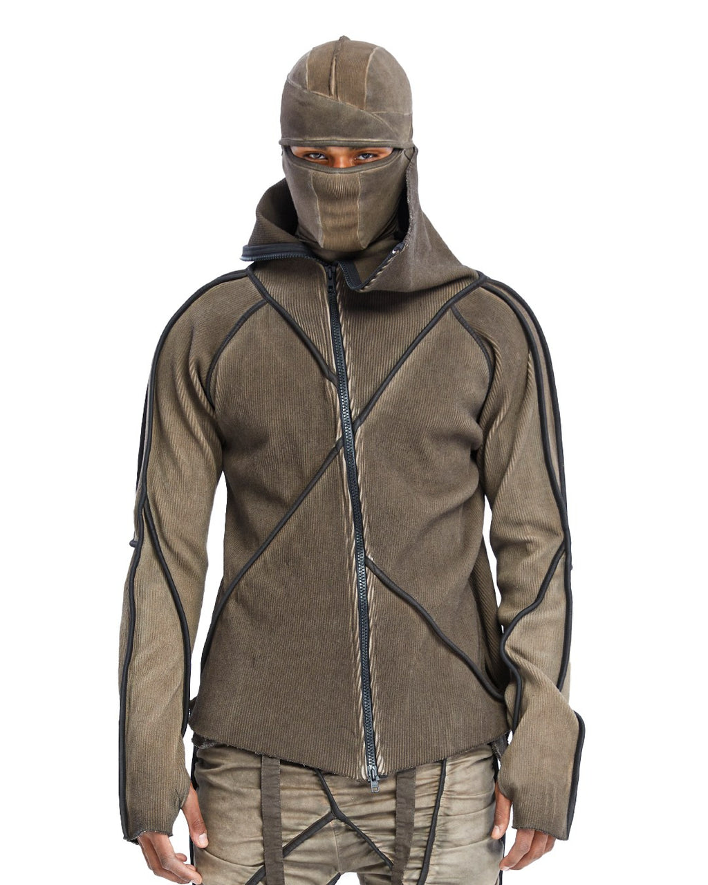 BROKEN LINE ZIP-UP TOP