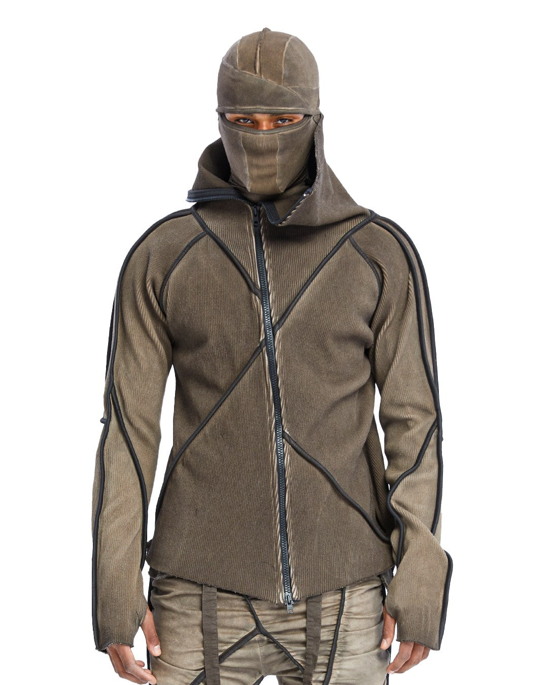 BROKEN LINE ZIP-UP TOP