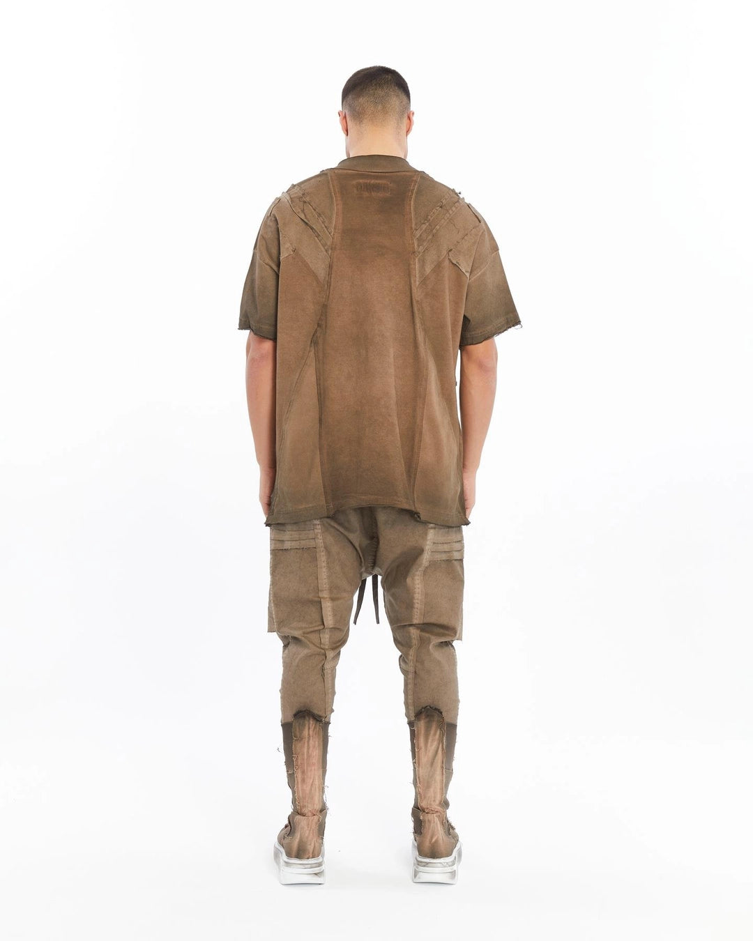 BROWN DIRTY RIBBED T-SHIRT