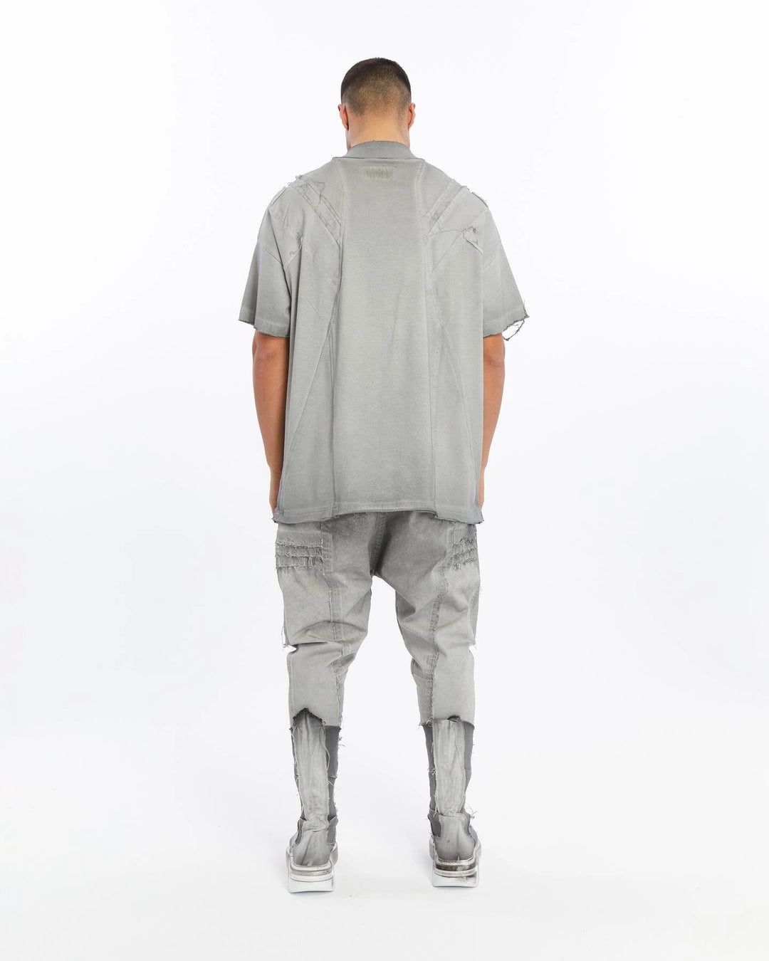 GREY DIRTY RIBBED T-SHIRT
