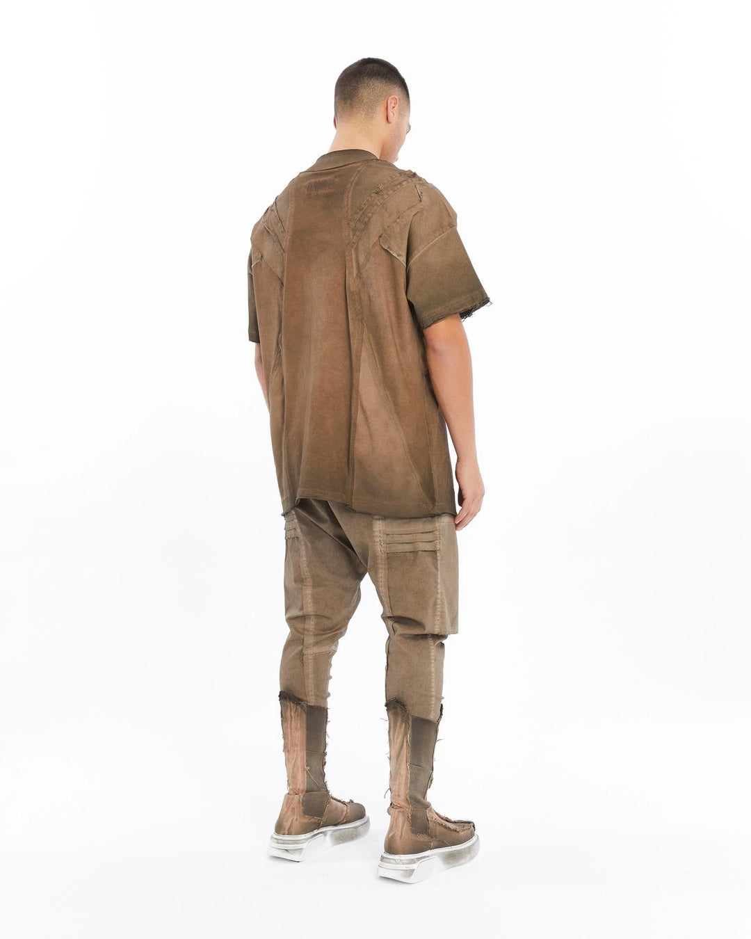 BROWN DIRTY RIBBED T-SHIRT