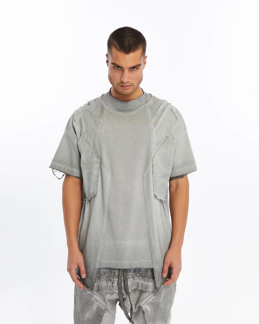 GREY DIRTY RIBBED T-SHIRT