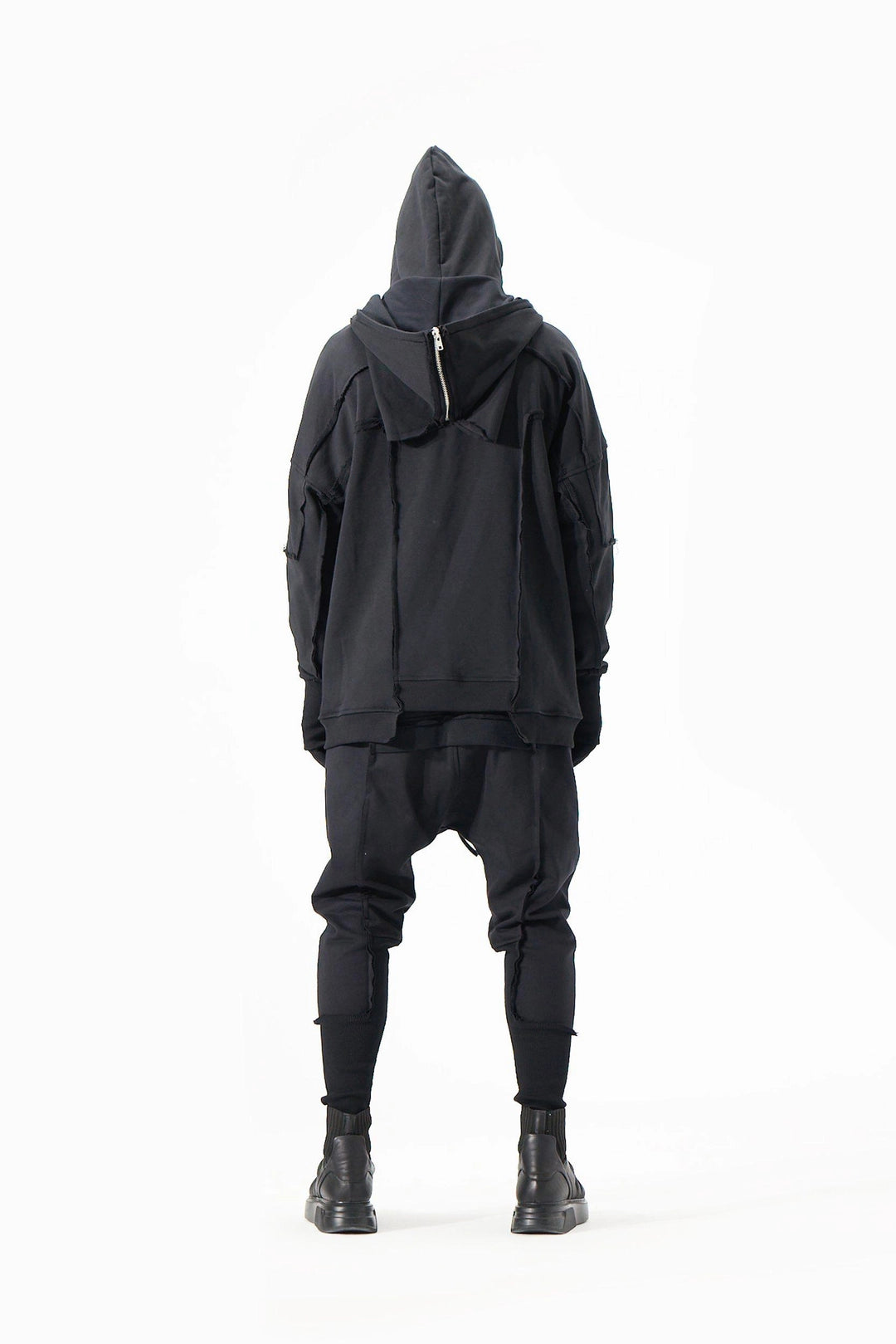 BLACK DOUBLE HOODED JACKET