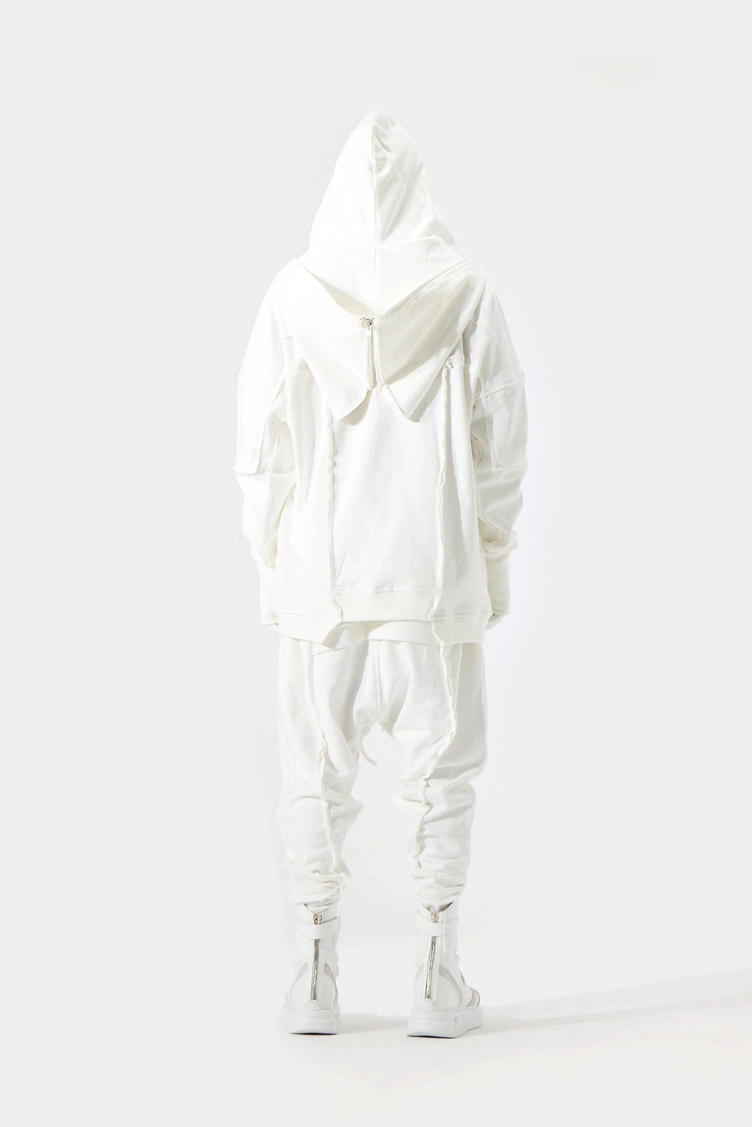 WHITE DOUBLE HOODED JACKET