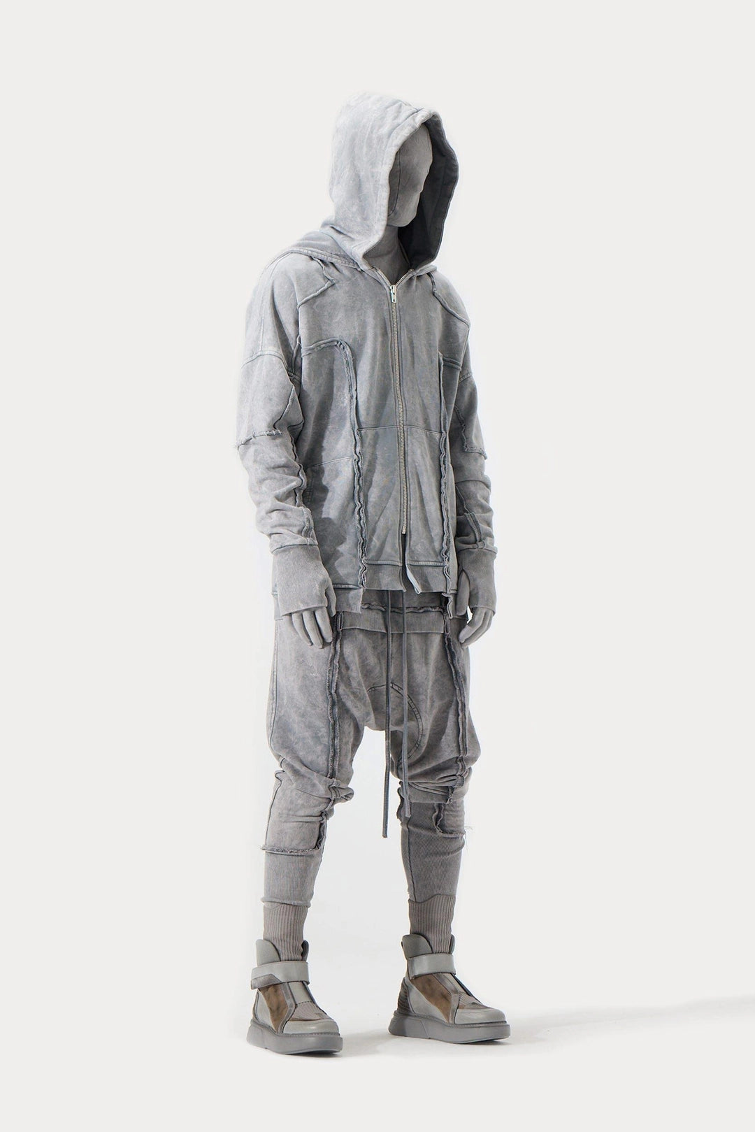 ACID GREY DOUBLE HOODED JACKET