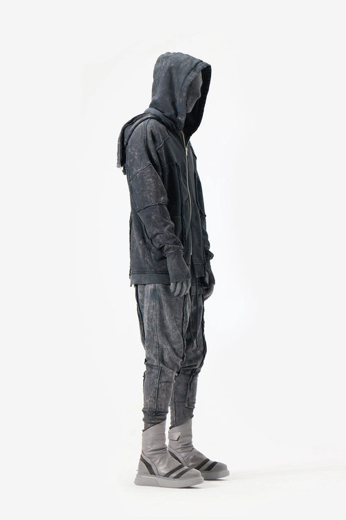 ACID BLACK DOUBLE HOODED JACKET