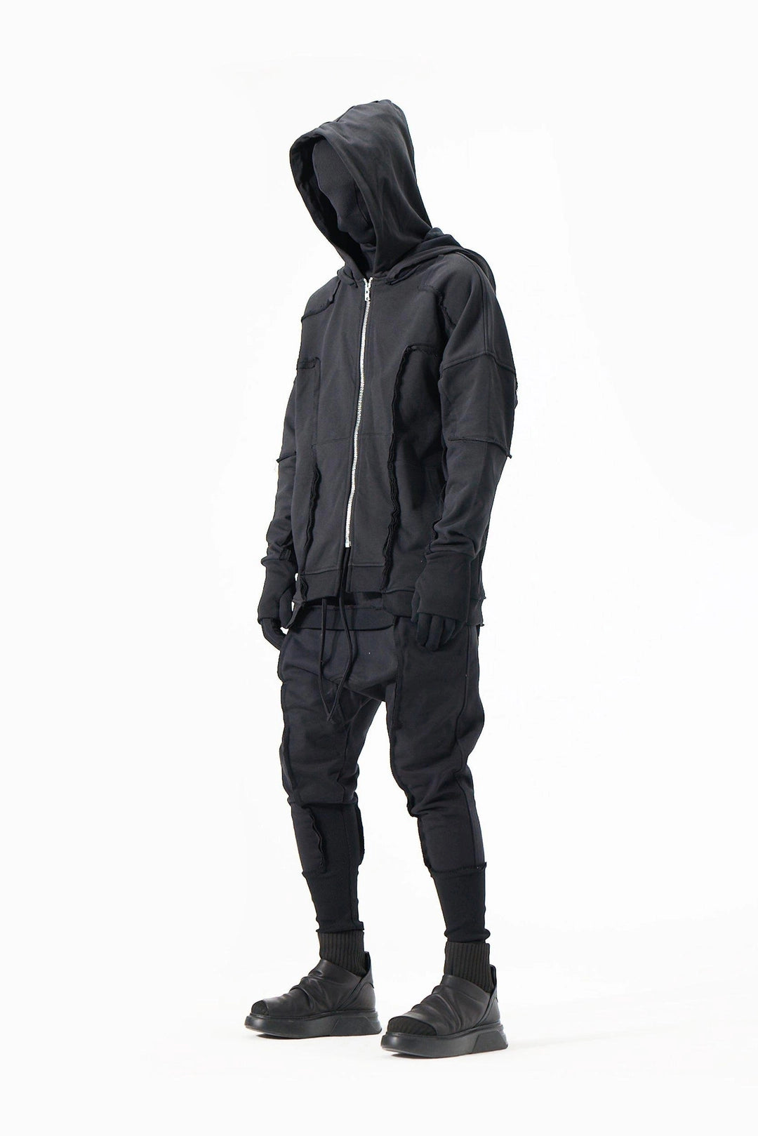 BLACK DOUBLE HOODED JACKET