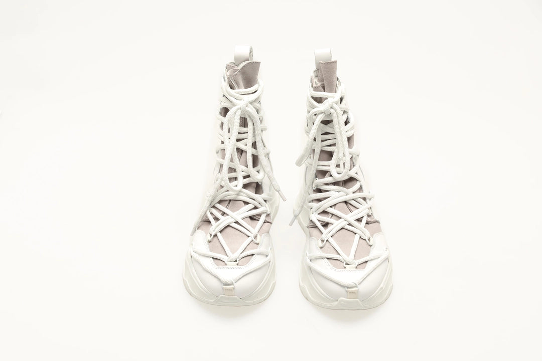 GREI/WHITE LONG STRING SHOES