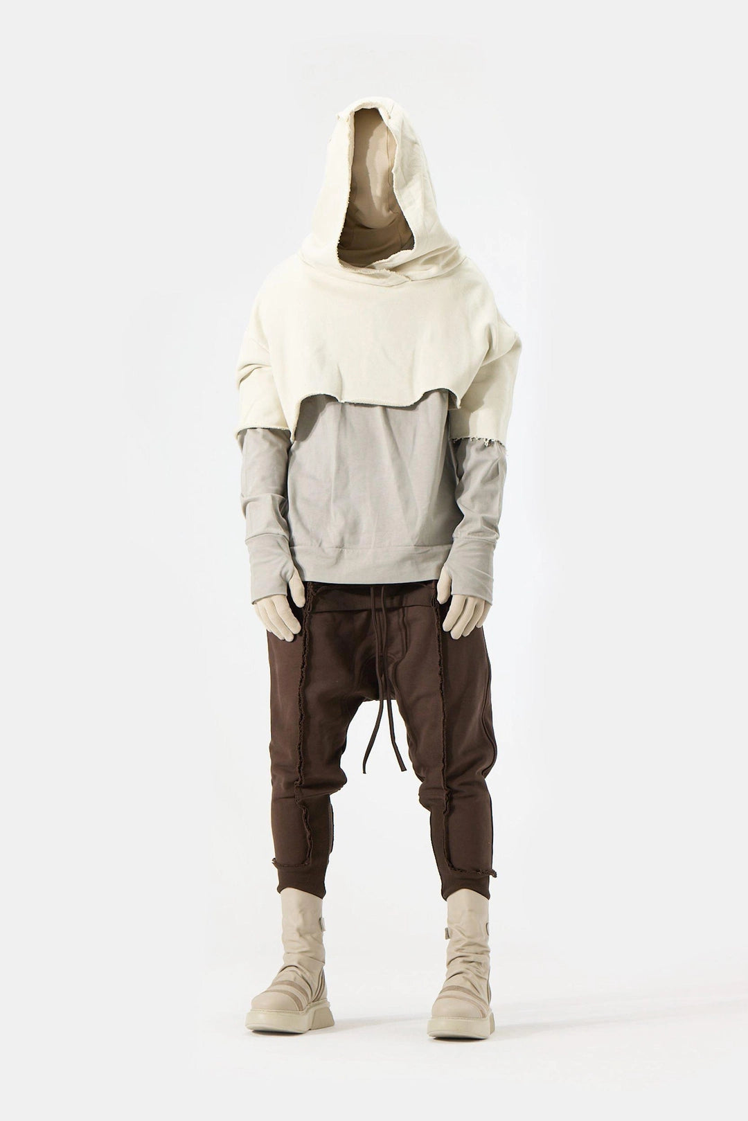 BROWN PIECED PANT