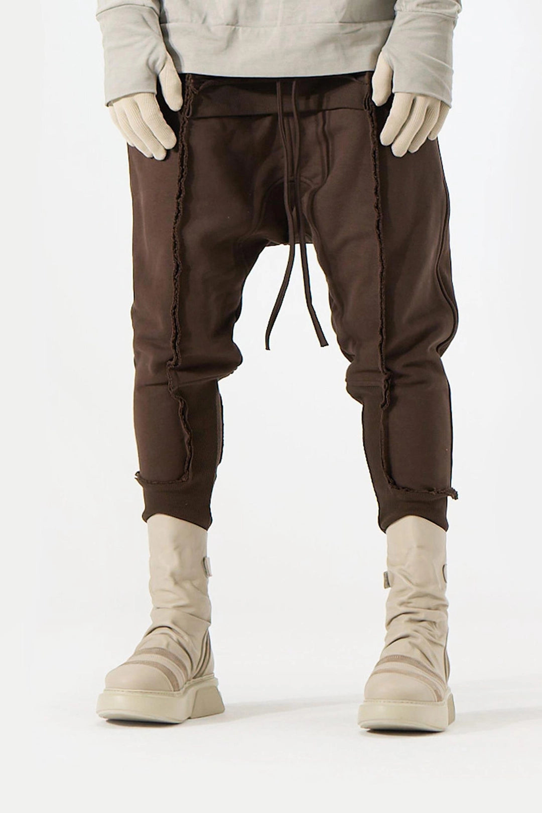 BROWN PIECED PANT
