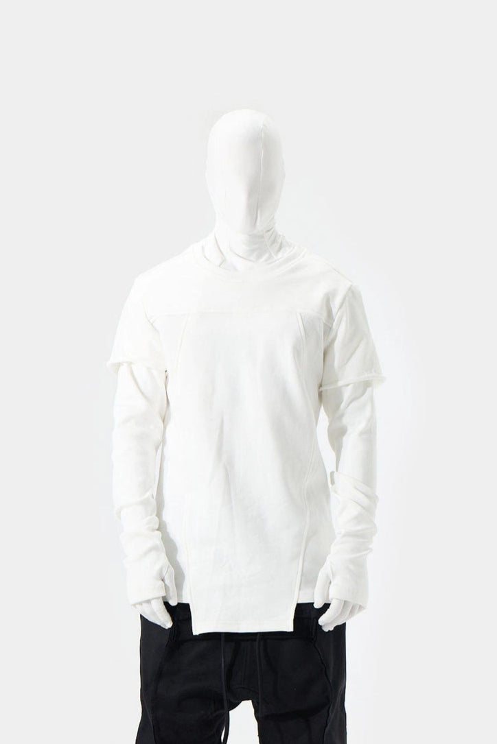 WHITE PIECED SWEATSHIRT