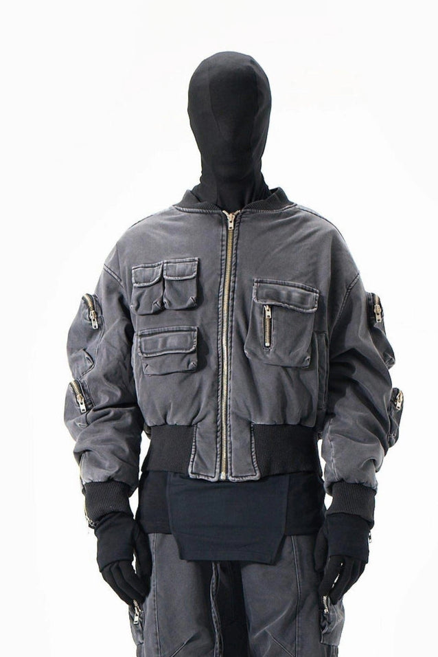 ACID BLACK POCKETS BOMBER JACKET