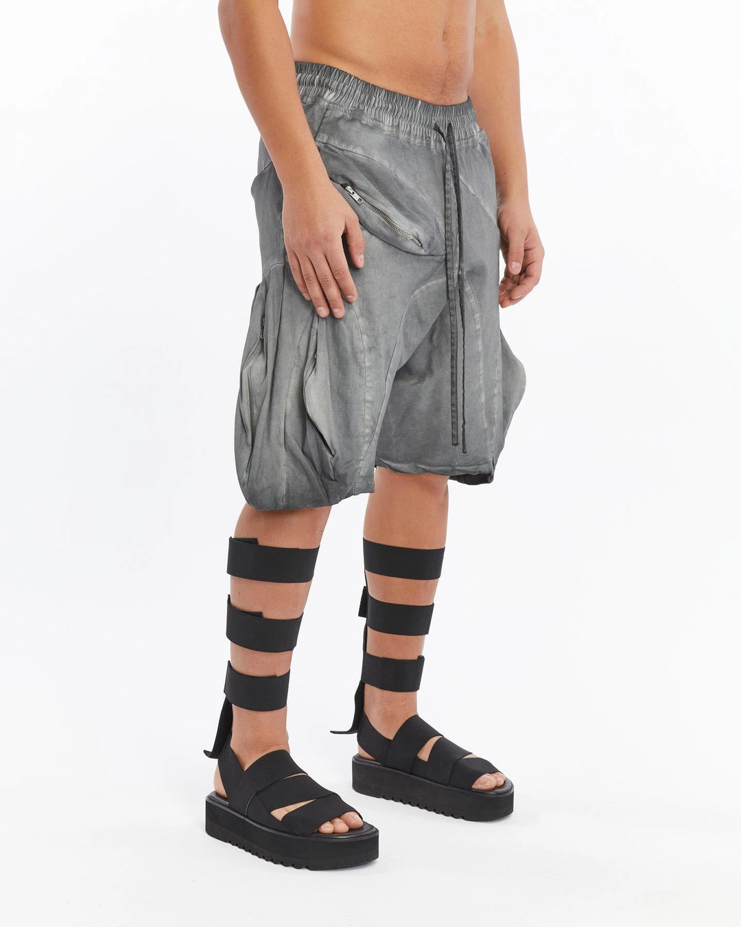 GREY PUFFER SHORTS