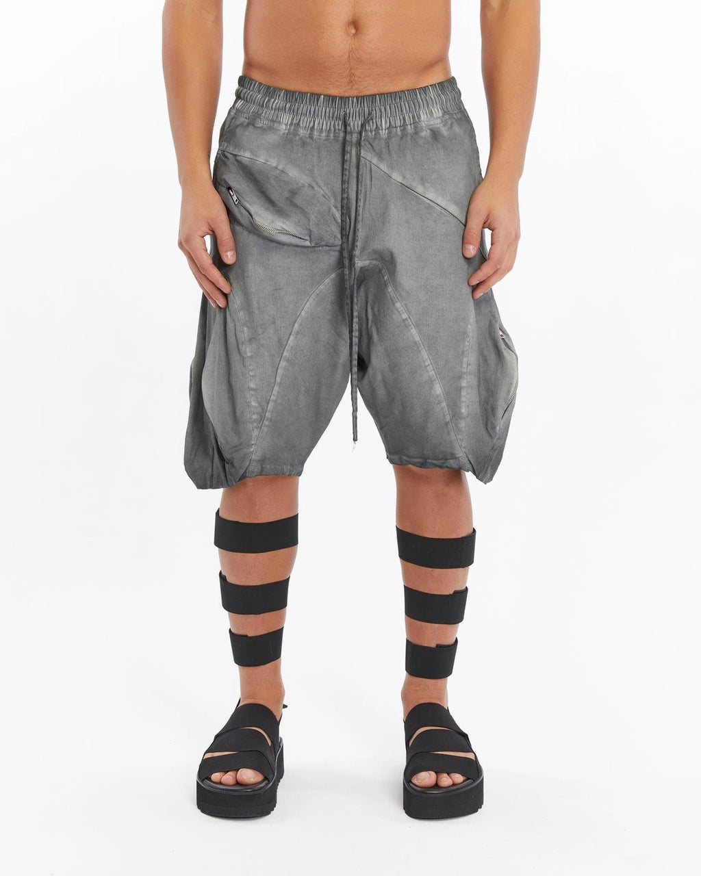 GREY PUFFER SHORTS