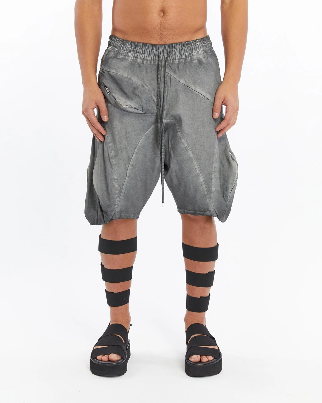 GREY PUFFER SHORTS