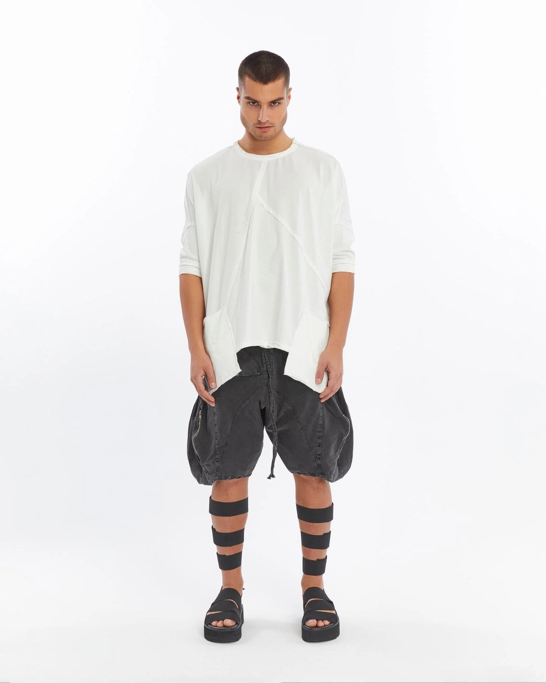 ACID BLACK PUFFER SHORTS