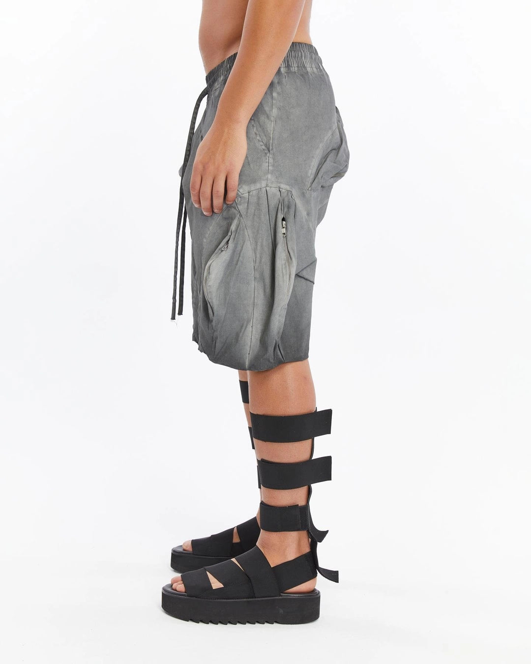 GREY PUFFER SHORTS