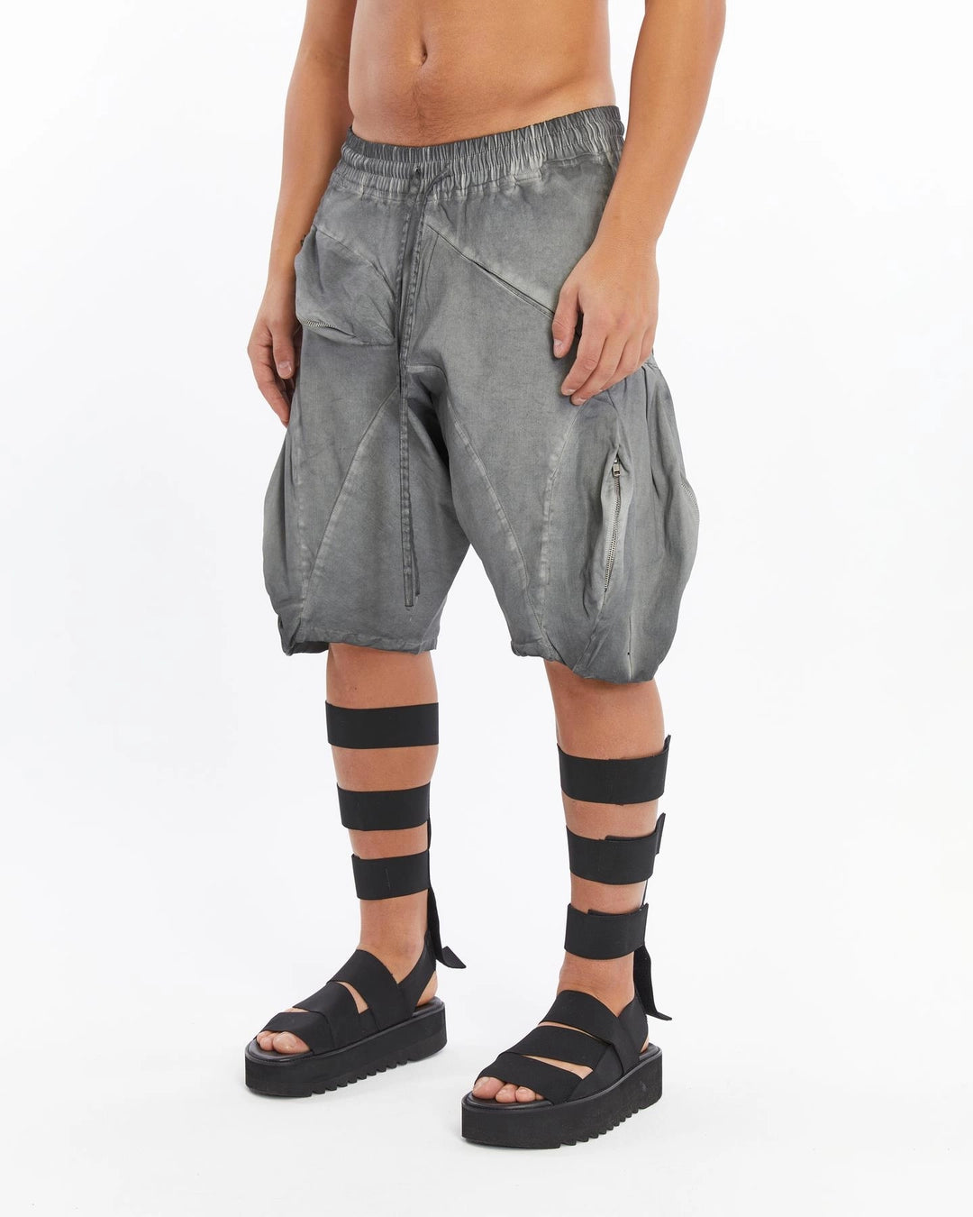 GREY PUFFER SHORTS