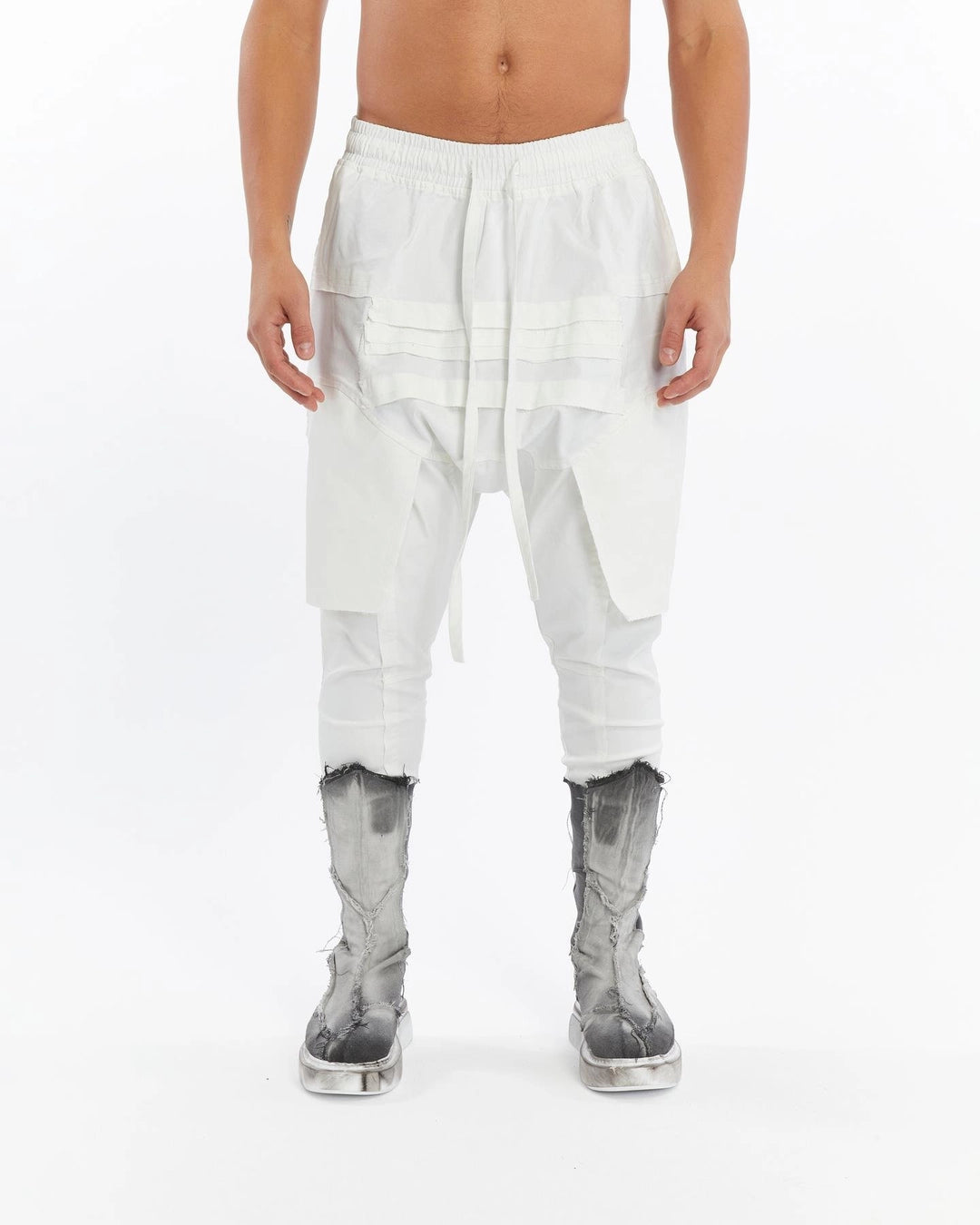 WHITE RIBBED PANT