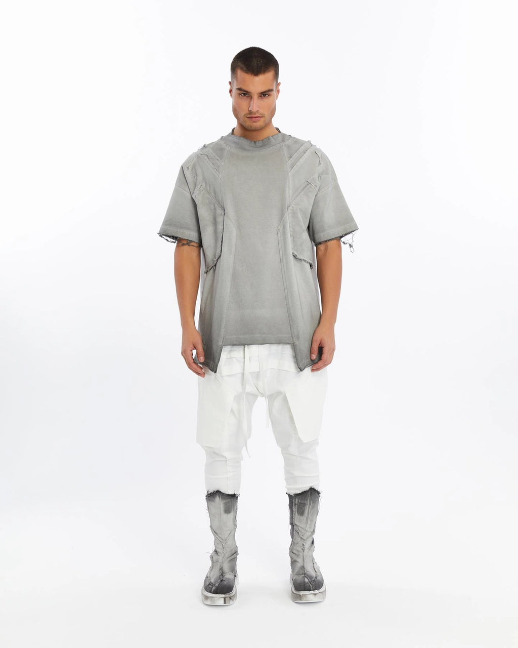 WHITE RIBBED PANT