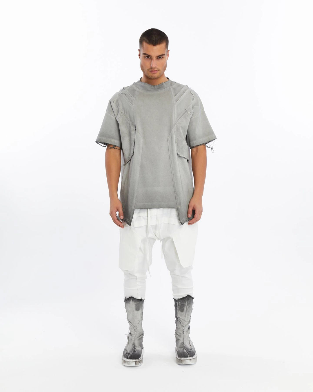 WHITE RIBBED PANT