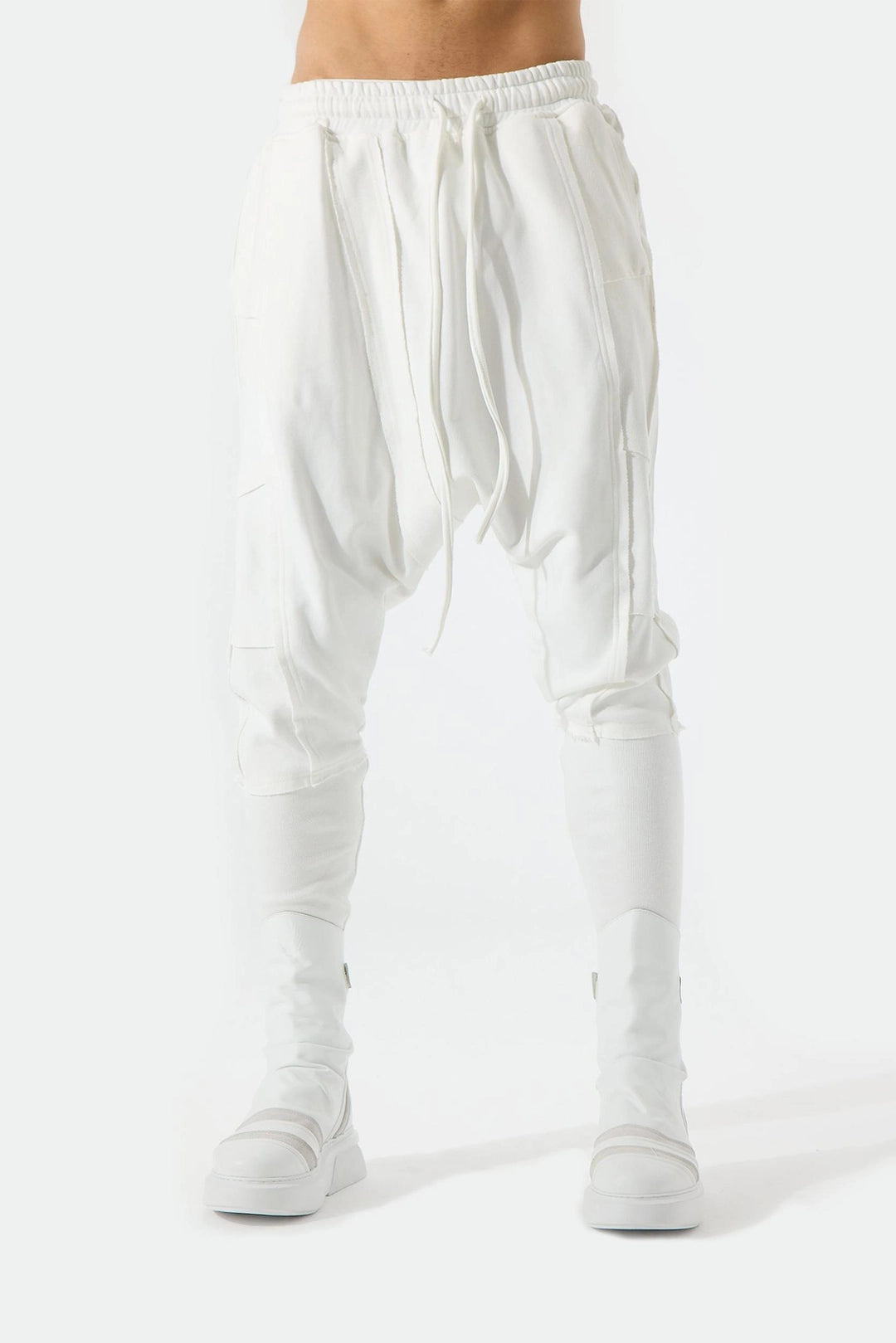 WHITE RIBBED PANT