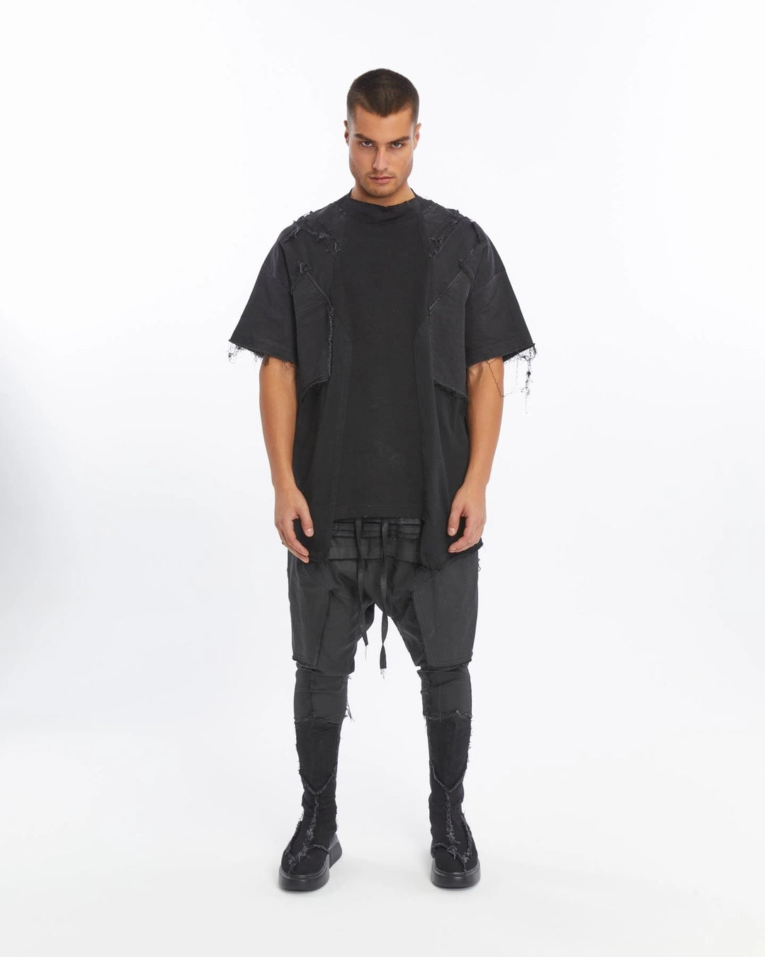 COATED BLACK RIBBED PANT
