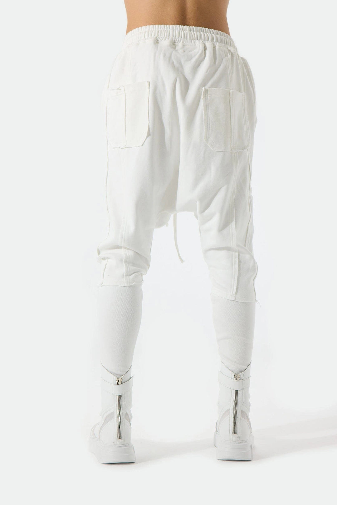 WHITE RIBBED PANT