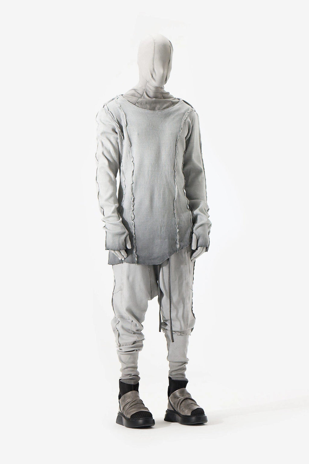 GREY RIBBED SWEATS