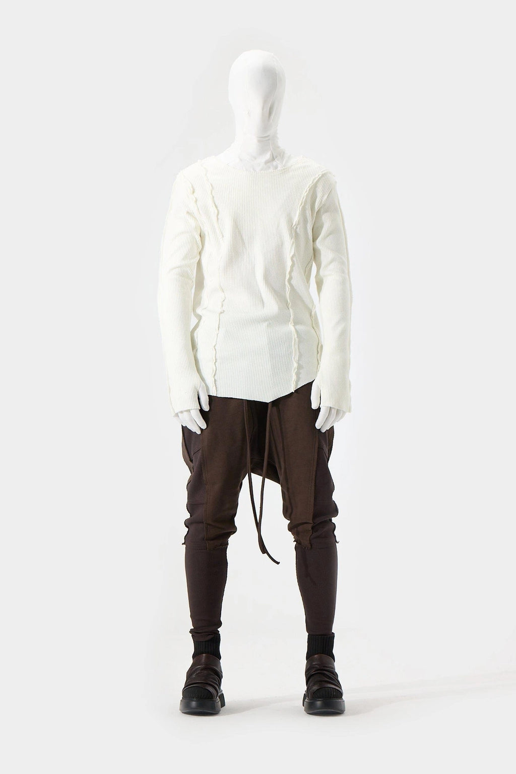 WHITE RIBBED SWEATS