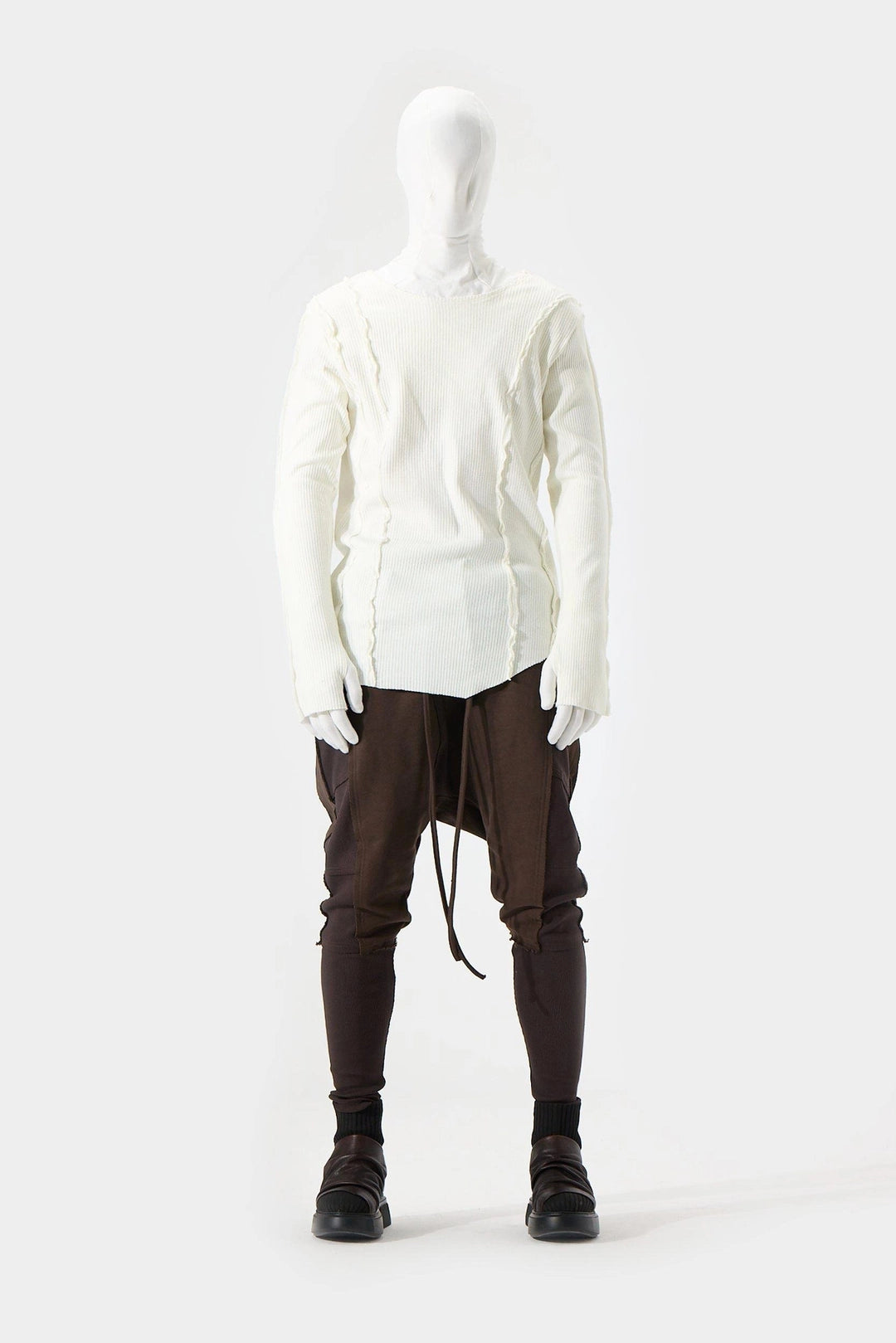 WHITE RIBBED SWEATS