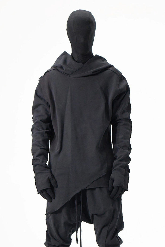 BLACK RIBBED SWEATSHIRT