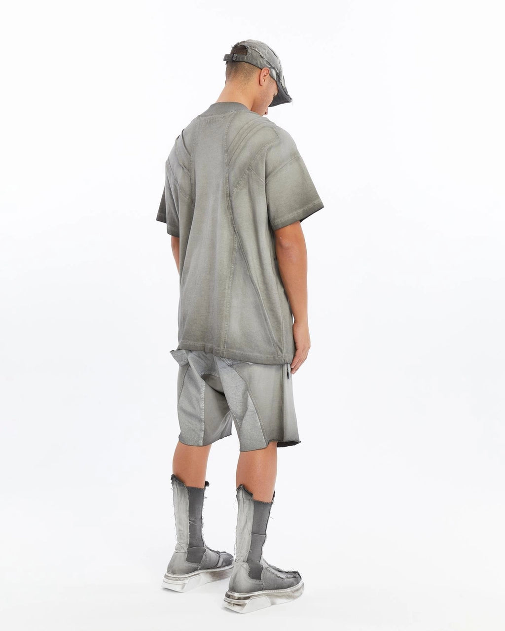 GREY RIBBED T-SHIRT