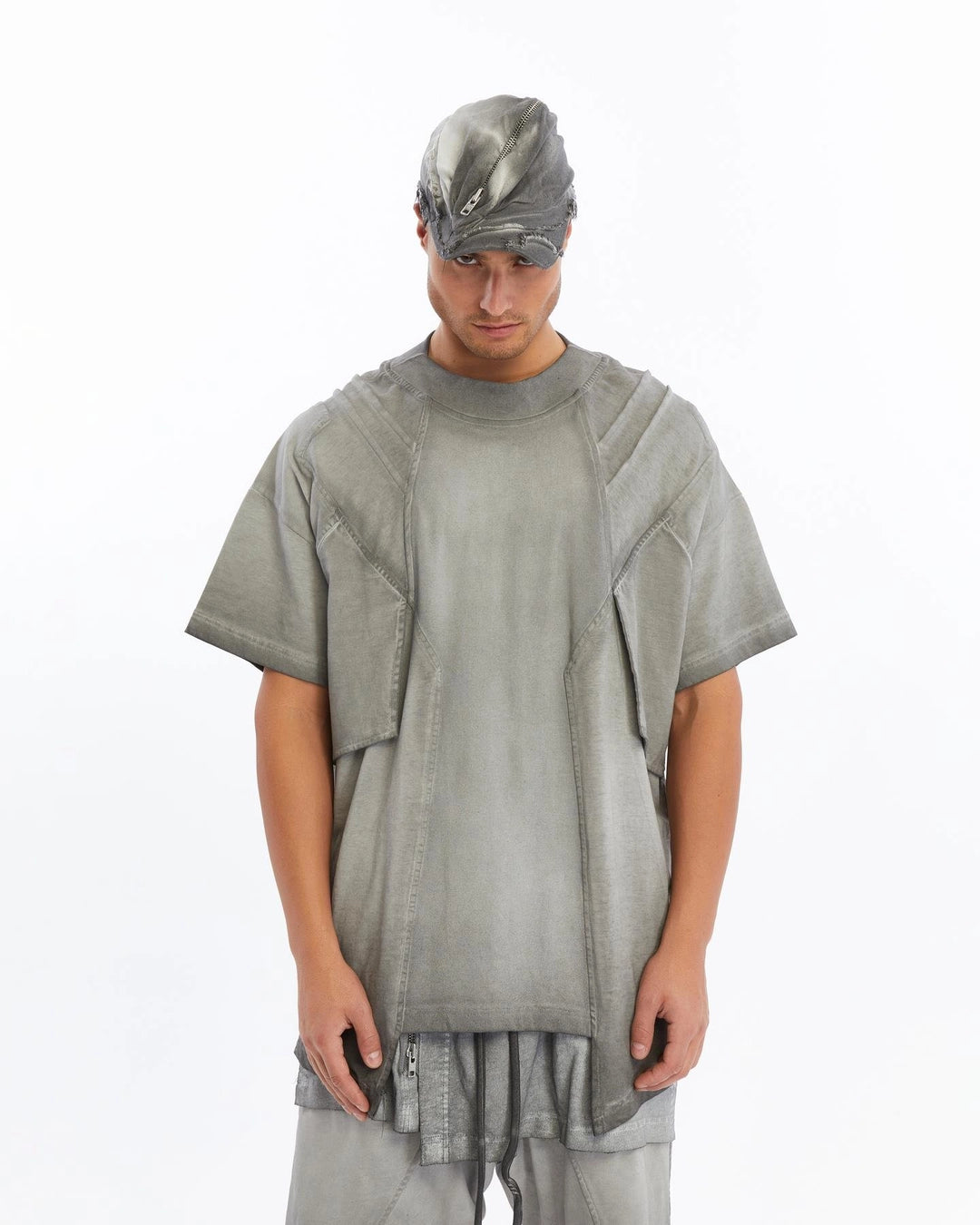 GREY RIBBED T-SHIRT
