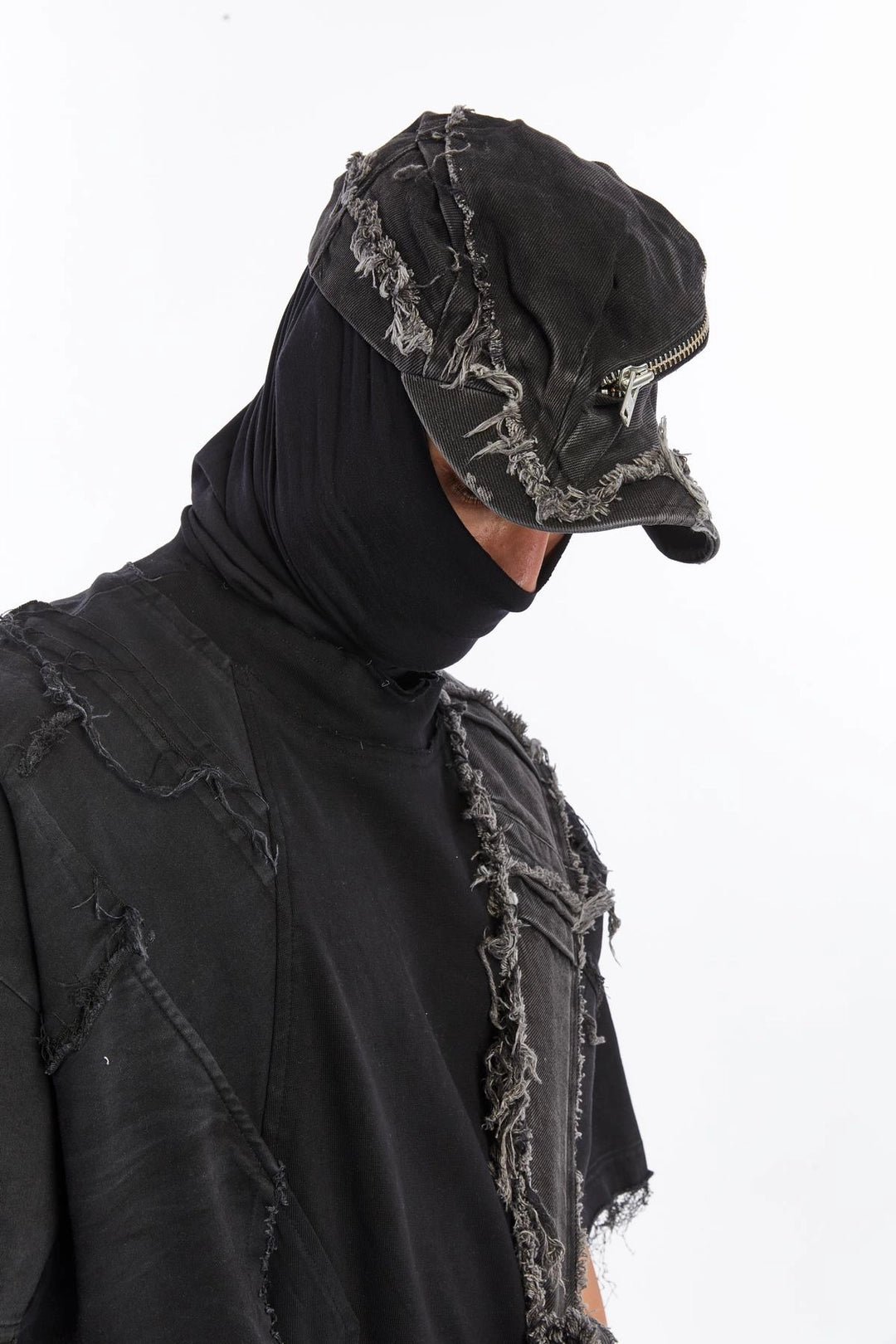 ACID BLACK ZIPPER POCKET CAP